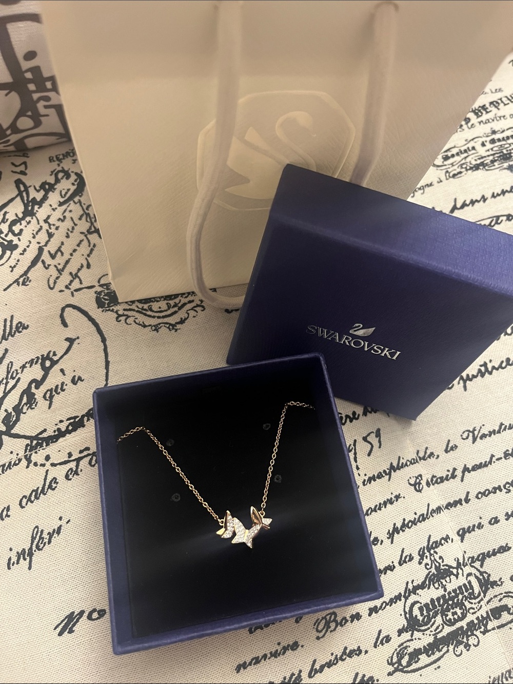 Swarovski Rose Gold Butterfly Trio Necklace Wicked